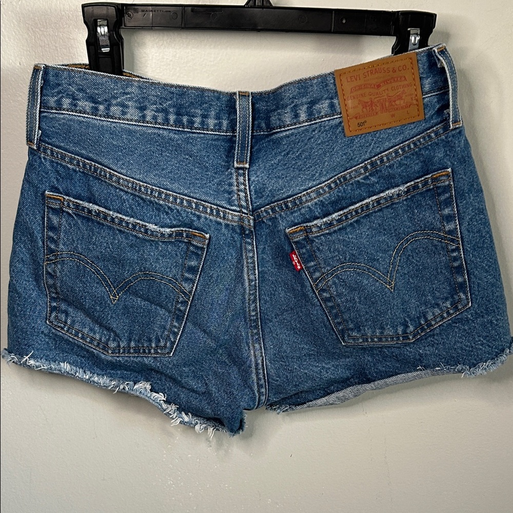 Levi's 501 Original Premium Denim Cotton Distressed Cut-Off Blue Jean Shorts - Picture 3 of 11